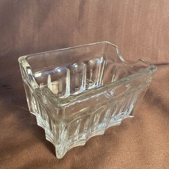Unbranded Other - Sugar Packet Holder Clear Glass Ribbed Sweetener Caddy Diner Restaurant Table